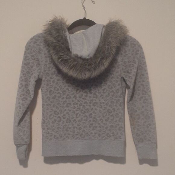 Justice grey leapordprint velour hoodie 8 - Picture 3 of 3